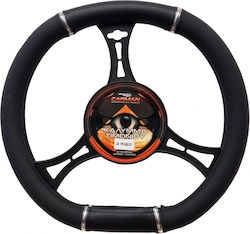 Carman Car Steering Wheel Cover with Diameter 33-36cm made of Leatherette Black