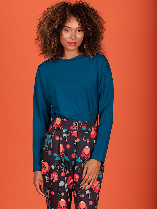 Chaton Damen Bluse Langärmelig Blau