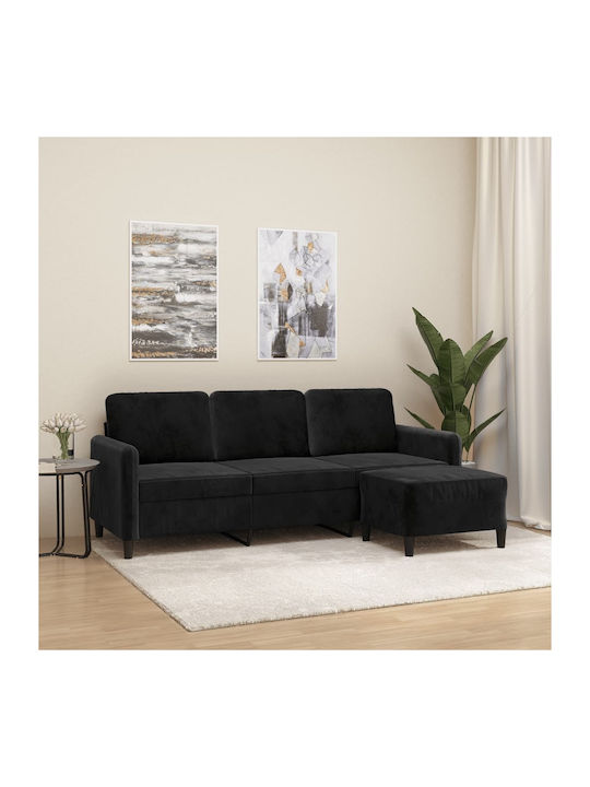 Dreisitzer Sofa Samt Schwarz 198x77x80cm