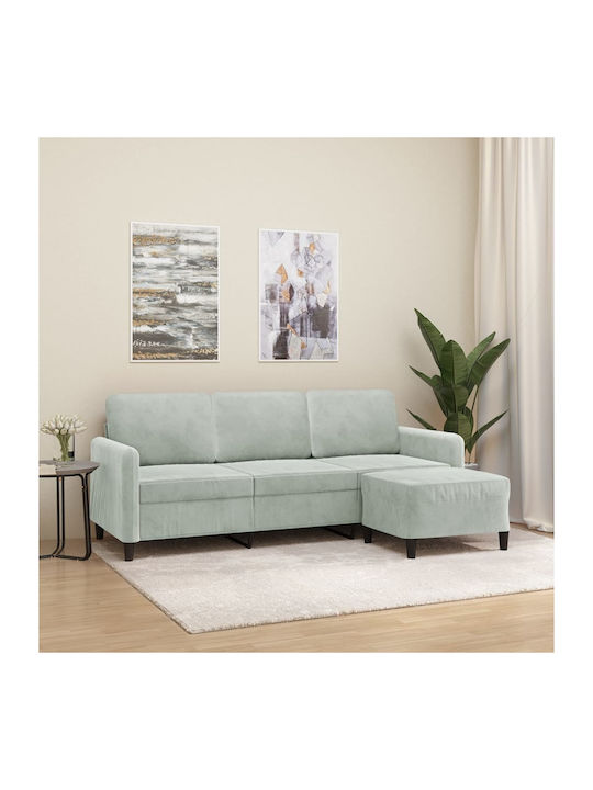 Dreisitzer Samt Sofa Grau 198x77x80cm