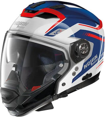 Nolan N70-2 GT N-Com Modular Helmet with Sun Visor ECE 22.06 1480gr 061 Metal White Blue/Red