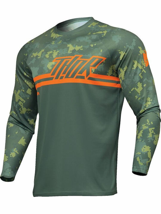 Thor Pentru bărbați Tricou Motocross Mânecă lungă Verde Culoare