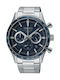 Seiko Conceptual Ανδρικό Ρολόι 43mm Χρονογράφος Μπαταρίας με Ασημί Μεταλλικό Μπρασελέ