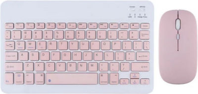 10 Inch Kabellos Bluetooth Tastatur & Maus Set Rosa