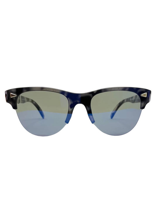 Snob Milano Sunglasses with Multicolour Tartaruga Frame and Blue Mirror Lens BARO07-C2-0