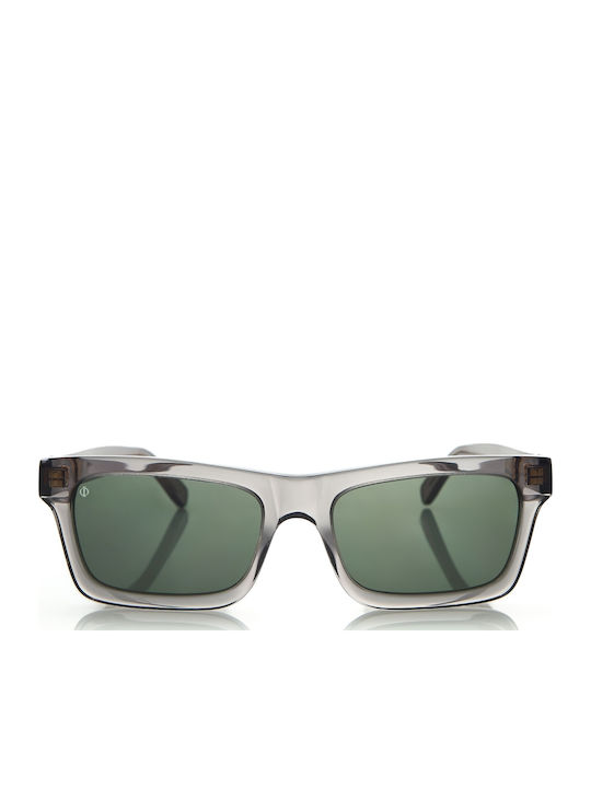 Faos Unisex Sunglasses with Gray Plastic Frame and Green Lens