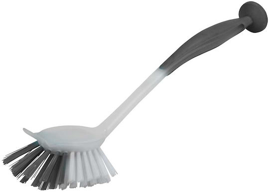 Plastic Cleaning Brush with Handle Gray