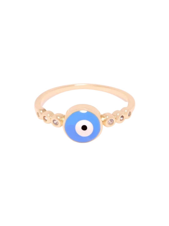 Women's Gold Ring Eye with Enamel