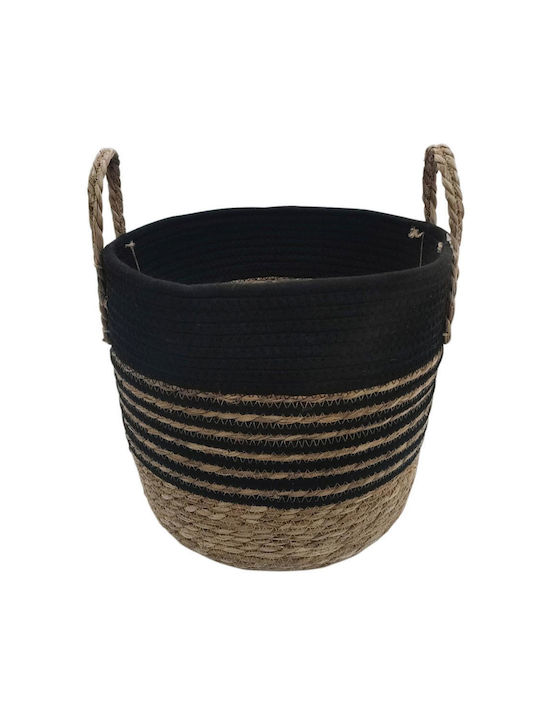 Decorative Basket Wicker with Handles Black 33x30cm Plastona