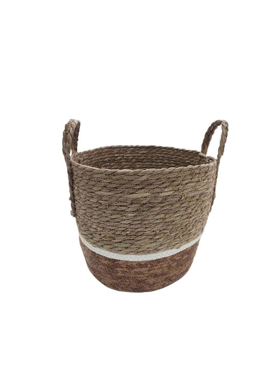 Decorative Basket Wicker with Handles Brown 31x28cm Plastona