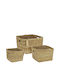 Zaros Set of Decorative Baskets Straw with Handles 3pcs