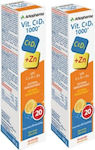 Arkopharma Arkovital Vitamin C & D3 Βιταμίνη για το Ανοσοποιητικό 1000mg Πορτοκάλι 2 x 20 αναβράζοντα δισκία