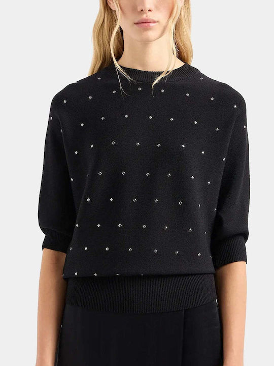 Armani Exchange Women's Sweater with 3/4 Sleeve Black