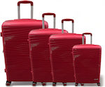 Olia Home Travel Suitcases Hard Red with 4 Wheels Set of 4pcs