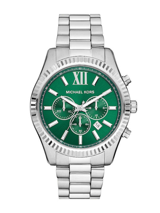 Michael Kors Lexington Women's Watch Chronograph with Silver Metal Bracelet
