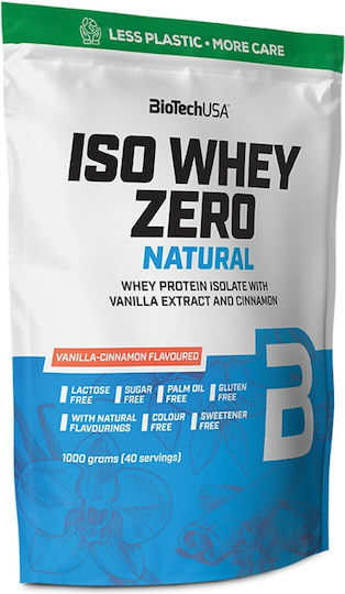 Biotech USA Iso Whey Zero Natural Protein Whey Gluten & Lactose Free with Flavor Vanilla Cinnamon 1kg