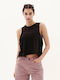Γυναικείο Αθλητικό Crop Top Αμάνικο Μαύρο