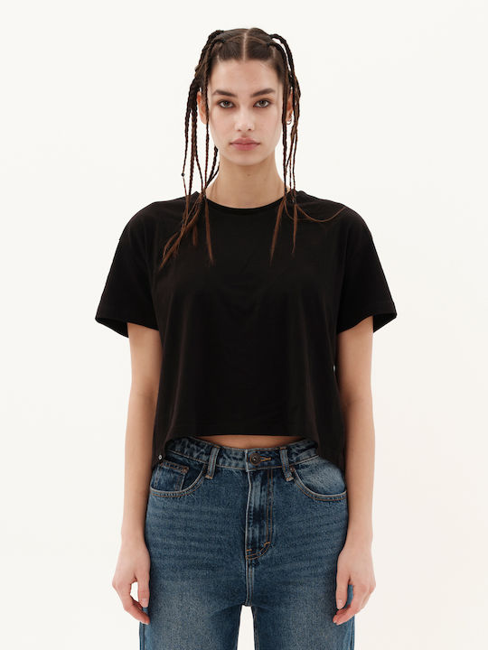 Emerson Γυναικείο Crop T-shirt Μαύρο