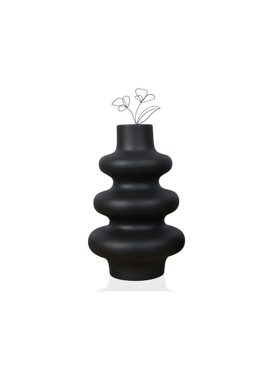 Decorative Vase Ceramic Black 21x21cm 1pcs