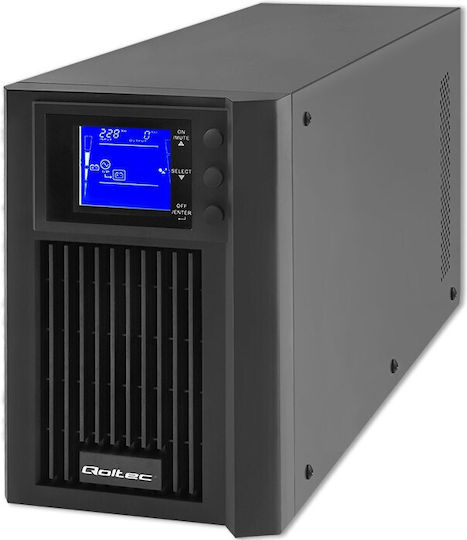Qoltec 53981 UPS Устройства On-Line 2000VA 1600W с 2 Schuko AC Гнезда