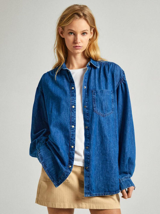 Pepe Jeans Women's Long Sleeve Shirt Blue