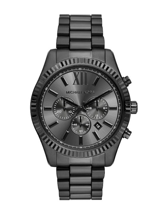 Michael Kors Lexington Men's Watch 44mm Chronograph Battery with Black Metal Bracelet