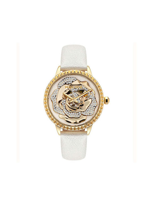Police Watch with Gold Leather Strap