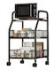 Metallic Kitchen Rack 3 Tiers Black 46x33x76cm