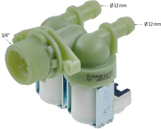 Βαλβίδα Διπλή Πλυντηρίου Ρούχων Candy Hoover 180° 12mm 230v