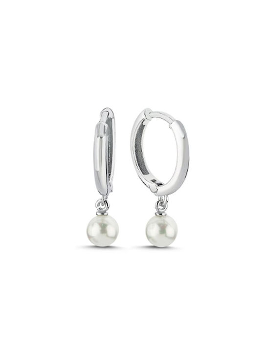 Paraxenies Earrings Hoops made of Silver with Pearls