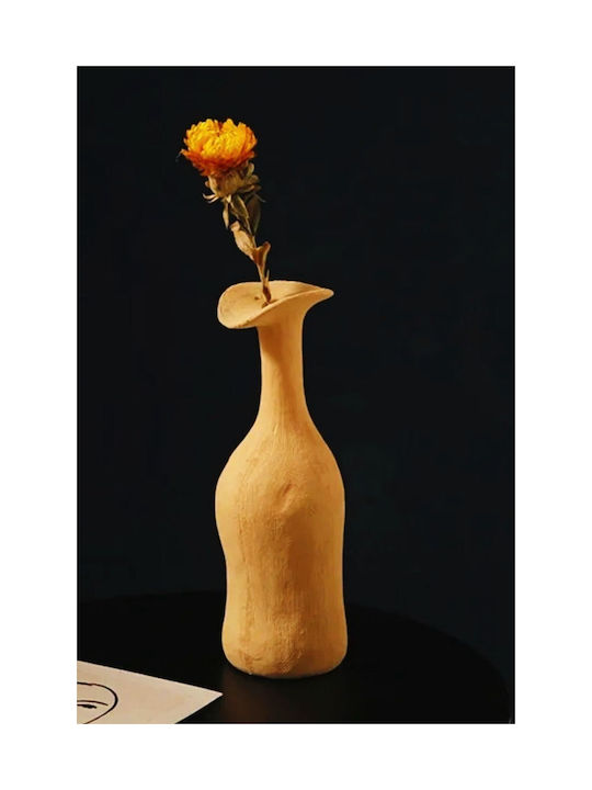 Decorative Vase Ceramic Yellow 20cm 1pcs