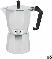 Quttin Stovetop Espresso Pot for 9 Cups Silver