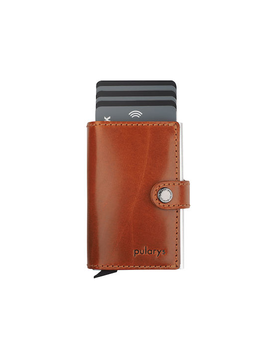 Pularys Men's Leather Card Wallet with RFID Brown