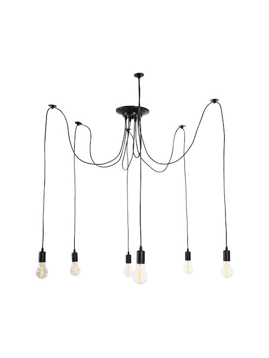 HomeMarkt Pendant Light Black for 6 Bulbs E27 100cm