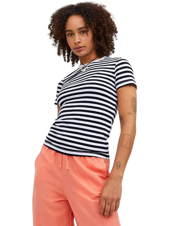 Jack & Jones Feminin Tricou Cu dungi White