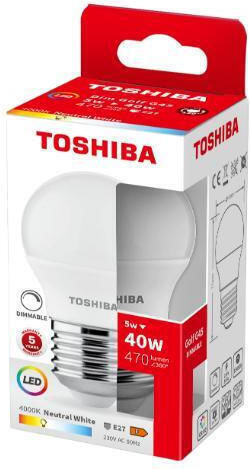 Toshiba Bec LED 5W pentru Soclu E27 și Formă G45 Alb natural 470lm Reglabil în intensitate