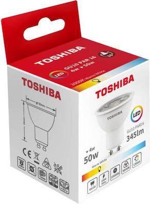 Toshiba LED крушка 5W за фасунга GU10 и форма PAR16 Неутрално бяло 345лм Димируем