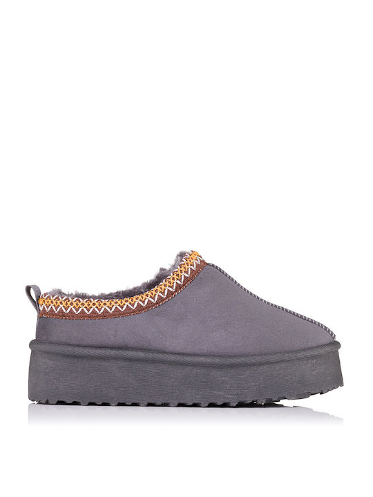 Go In Winter Women's Slippers with fur in Gray color