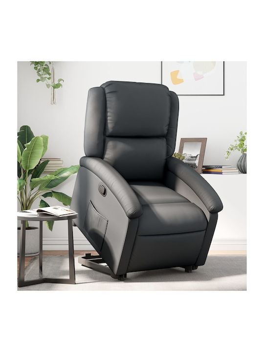 Relaxsessel mit Fußhocker aus echtem Leder Blac...