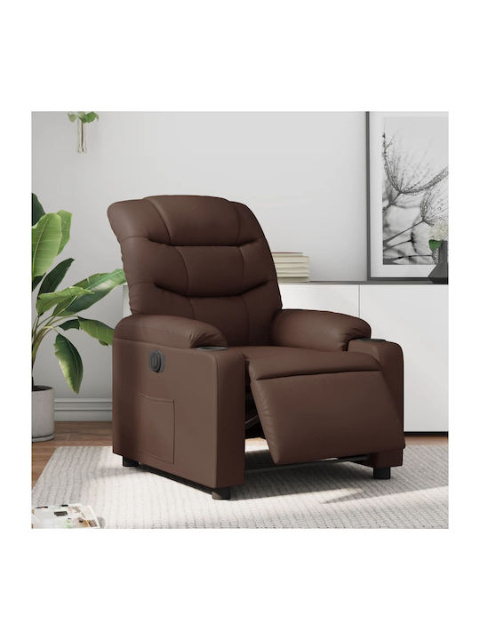 Fotoliu Relax cu Puf din Piele Ecologică Maro 75.5x93x99.5cm