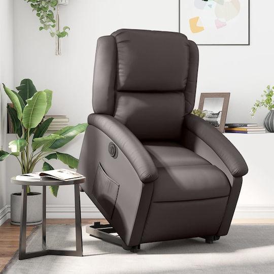 Relax Armchair with Footstool from Genuine Leather ski 71x86.5x99.5cm