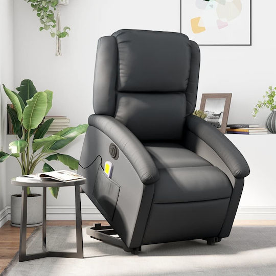 Πολυθρόνα Relax Massage από Γνήσιο Δέρμα Μαύρο 71x86.5x99.5cm