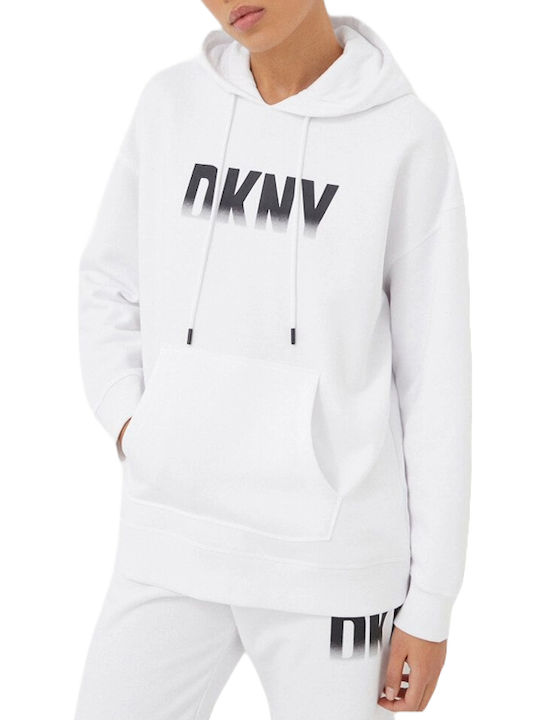 DKNY Women's Hooded Sweatshirt WHITE