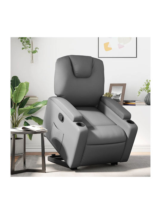 Fotoliu Relax cu Puf din Piele Ecologică Gri 74x88x97cm