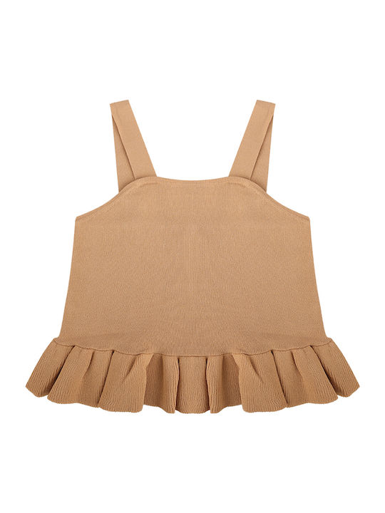 Kinder-Crop-Top Ärmellos Braun