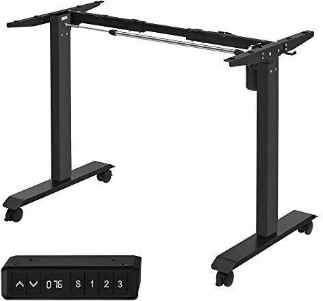 Songmics Bază de birou din Metal cu Regulator Negru 130x60x117cm