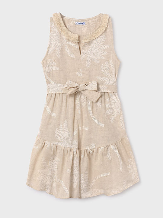 Rochie pentru Copii Fără mâneci In text: In Romanian: In Beige-cream