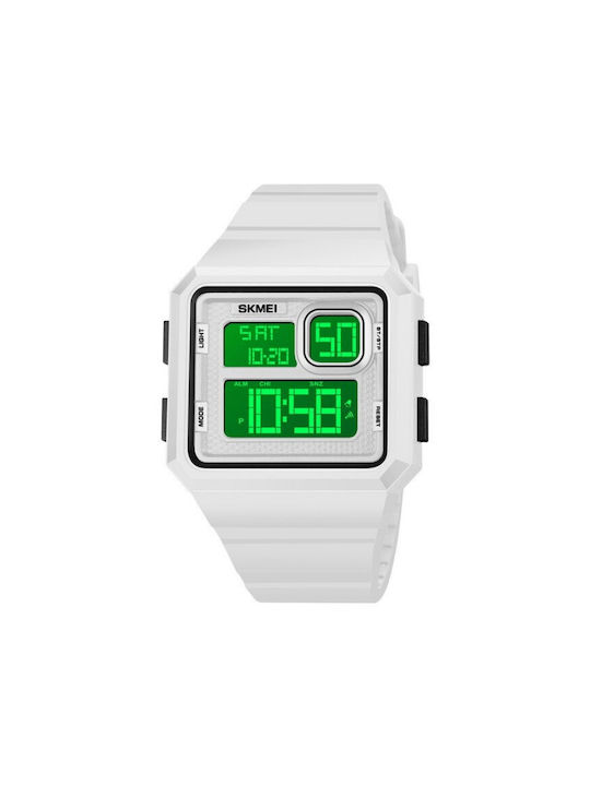 Skmei Digital Uhr Batterie mit Weiß Kautschukarmband