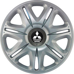 J-Tec Nascar Τάσια 13" με Σήμα Mitsubishi Ασημί 4τμχ