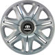 J-Tec Car Hubcap Set Nascar with Daewoo Emblem 14" 4pcs Silver